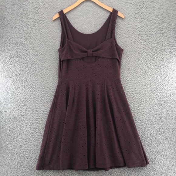 LOFT Dress Womens Small Purple Eyelet Lace Cutout Back Stretch Mini Sleeveless - Picture 3 of 11